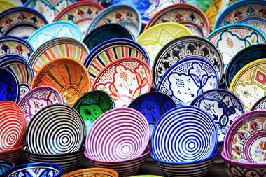 Traditional ceramic pottery in Essaouira, Morocco