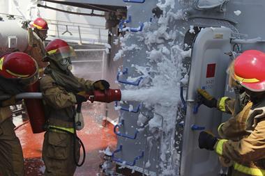 An image showing firefighters during a military exercise