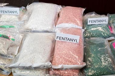 Bags of fentanyl pills from a drugs raid