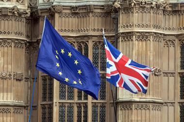 An image showing a EU flag and a UK flag
