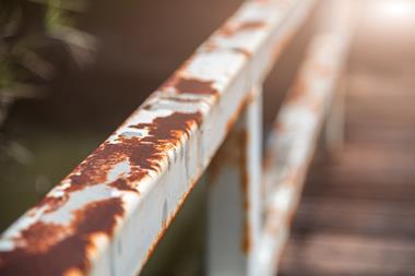 Rusty metal railing