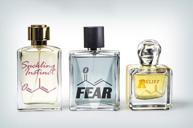 A photo of three perfume bottles