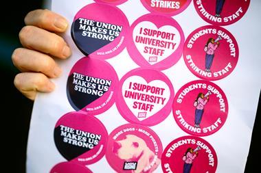 Stickers about university strikes