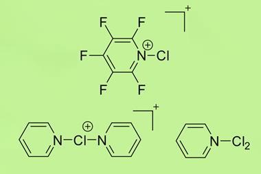 Pyridine-based chloronium molecular structure diagrams