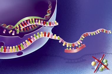 A concept art showing a stylised DNA strand with the base pairs shown as colourful sticks