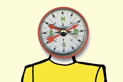 Person with compass instead of a head