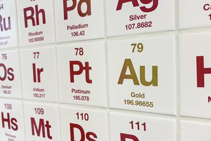 Gold tile on the periodic table