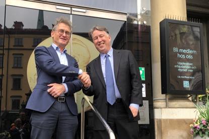 Ben Feringa and Paul Anastas outside the Nobel Prize Museum