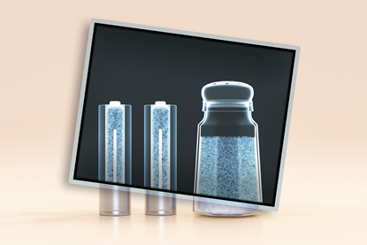 An illustration showing an X-ray of two batteries and a salt shaker