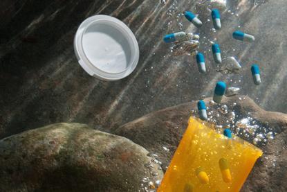 Pills in water