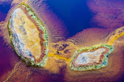 Rio Tinto in Andalusia, Spain where iron and other minerals in the water responsible for amazing color of the rocks and water.