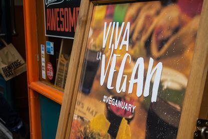 Viva la vegan sign outside a restaurant in London