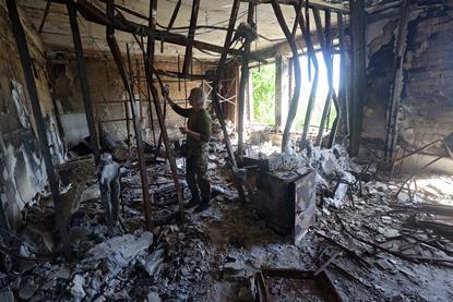 Destroyed Ukrainian university