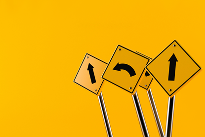 Signposts on a yellow background