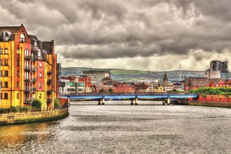 View of Belfast over the river Lagan
