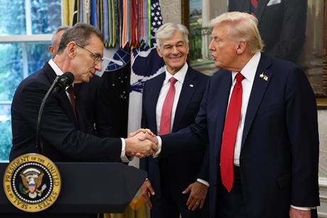 Albert Bourla and Donald Trump