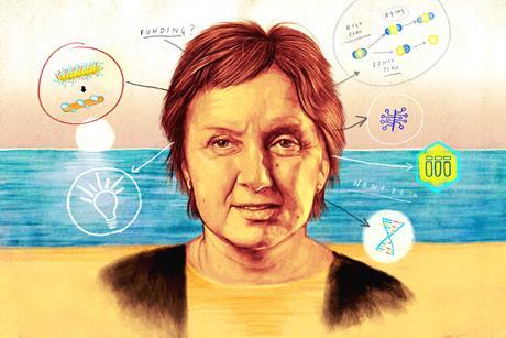 An illustrated portrait of Eugenia Kumacheva 