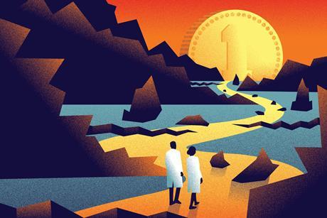 Researchers walking on a trecherous road