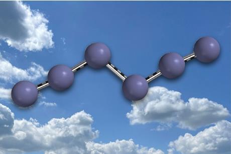 A model of a molecule of a chain of six nitrogen atoms