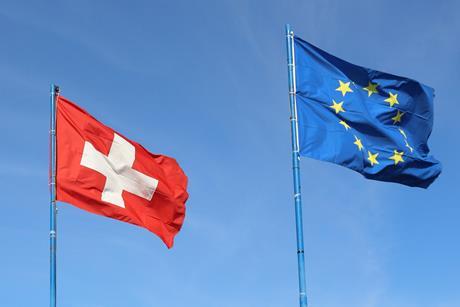 Switzerland and EU flags