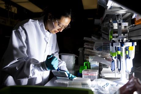 Laboratory scientist working on Moderna RSV vaccine