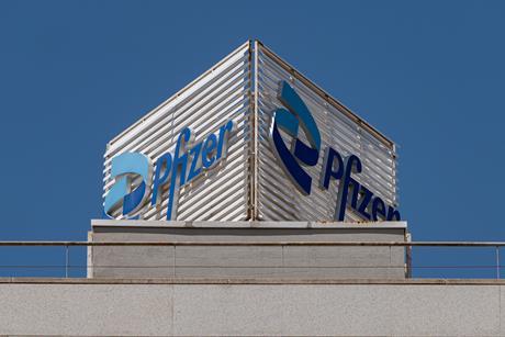 Pfizer logo on building