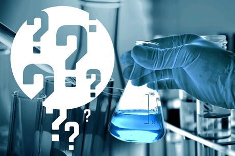 Question marks on a scientific experiment
