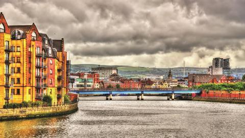 View of Belfast over the river Lagan