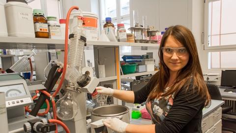 A photograph of Martina Hestoricova in a laboratory