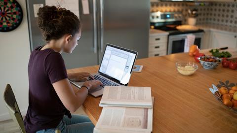 An image showing a student taking an online course
