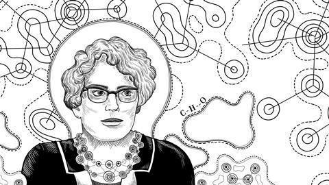 An illustrated portrait of June Sutor