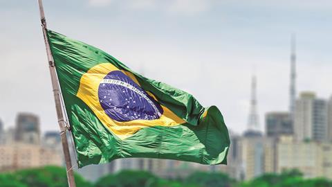 Flag of Brazil in Sao Paulo