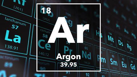 Periodic table of the elements – 18 – Argon