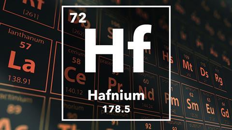 Periodic table of the elements – 72 – Hafnium
