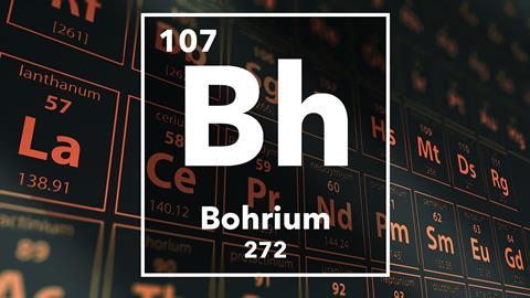 Periodic table of the elements – 107 – Bohrium