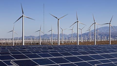 An image showing electric windmills and solar panels