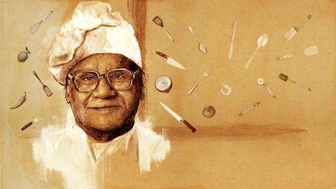 An illustrated portrait of CNR Rao 
