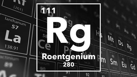 Periodic table of the elements – 111 – Roentgenium