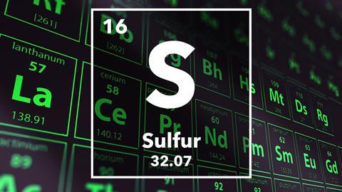 Periodic table of the elements – 16 – Sulfur