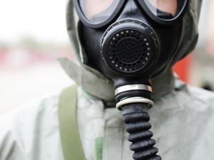 Someone wearing a gas mask