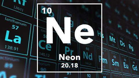Periodic table of the elements – 10 – Neon