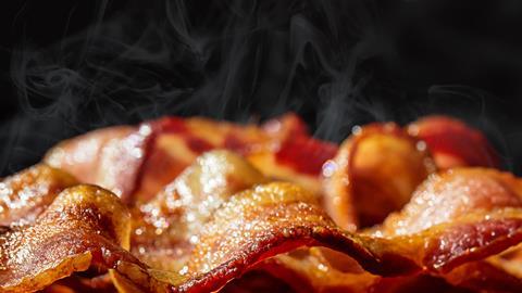 Close up of cooked bacon
