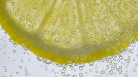 Slice of lemon in a fizzy drink