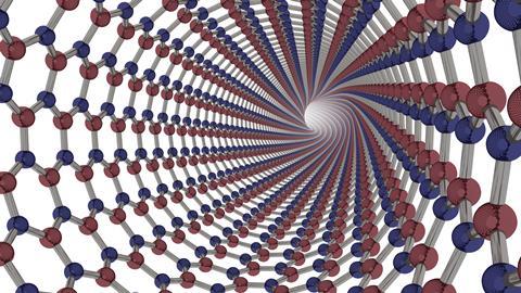 3d render of a boron nitride nanotube