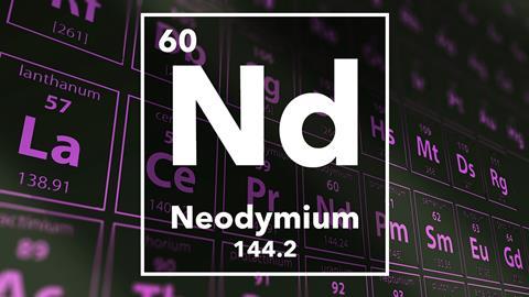 Periodic table of the elements – 60 – Neodymium