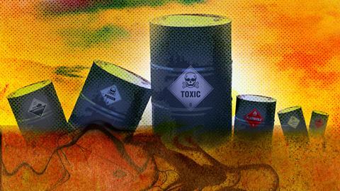 An illustration showing toxic waste