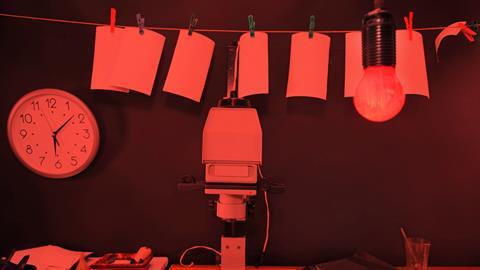 Photographic dark room in red light