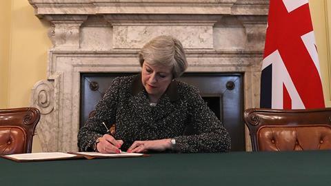 Theresa May signs Article 50 - Hero