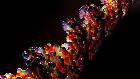 A CGI illustration showing a DNA strand close-up