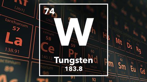 Periodic table of the elements – 74 – Tungsten